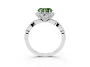 Heart-Shaped Milgrain Halo Engagement Ring Setting for a Fancy Green Lab-Grown Diamond | Graduated Shoulders | Platinum