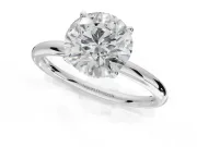 Round Hidden Halo Engagement Ring Setting | Thin Plain Band | Sterling Silver