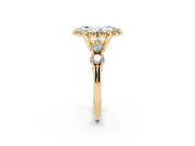Marquise Floral Engagement Ring Setting | Petal Frame and Side Stones | Yellow Gold