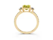 Asscher Cut Three Stone Engagement Ring Setting for a Fancy Yellow Lab-Grown Diamond | Pave Shoulders | Yellow Gold