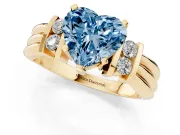 Heart-Shaped Bar-Set Engagement Ring Setting for a Fancy Blue Lab-Grown Diamond | Yellow Gold