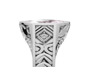 Marquise Bezel Engagement Ring Setting for a Fancy Pink Lab-Grown Diamond | Engraved Band | Platinum