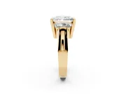 Radiant Cut Channel-Set Three Stone Engagement Ring Setting | Wide Flat Band | Yellow Gold