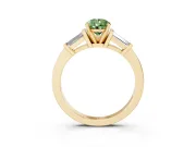Pear-Shaped Three-Stone Engagement Ring Setting for a Fancy Green Lab-Grown Diamond | Tapered Baguettes | Yellow Gold