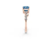 Radiant Cut Scattered Accent Engagement Ring Setting for a Fancy Blue Lab-Grown Diamond | Rose Gold