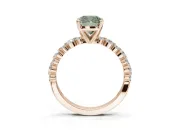 Cushion Cut Pavé Solitaire Engagement Ring Setting for a Fancy Green Lab-Grown Diamond | Alternating Accents | Rose Gold