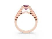 Radiant Cut Milgrain Halo Engagement Ring Setting for a Fancy Pink Lab-Grown Diamond | Beaded Shoulders | Rose Gold