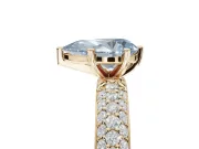 Pear-Shaped Domed Pavé Engagement Ring Setting for a Fancy Blue Lab-Grown Diamond | Yellow Gold