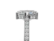 Emerald Cut Vintage Cathedral Engagement Ring Setting | Carved Band | White Gold