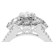 Radiant Cut Diamond Halo Split Shank Engagement Ring Set in Silver with Prong-Held Center Stone
