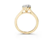 Heart Cut Diamond Solitaire Ring Set in Yellow gold with Cathedral Band and Prong Setting