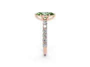 Fancy Green Marquise Cut Diamond Solitaire Ring Set in Rose gold with Shared Prong Pavé Band