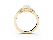 Oval Cut Diamond Solitaire Floral Ring Set in Yellow gold with Marquise Petals and Prong Setting