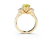 Round Three-Stone Engagement Ring Setting for a Fancy Yellow Lab-Grown Diamond | Yellow Gold