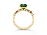 Fancy Green Princess Cut Diamond Cluster Solitaire Ring Set in Yellow gold with Prong Setting