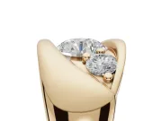 Round Three Stone Bypass Engagement Ring Setting | Sculpted Crossover Band | Yellow Gold
