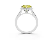 Princess Cut Halo Engagement Ring Setting for a Fancy Yellow Lab-Grown Diamond | Plain Polished Band | White Gold