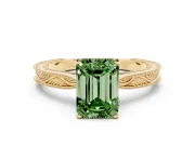 Emerald Cut Engraved Engagement Ring Setting for a Fancy Green Lab-Grown Diamond | Yellow Gold