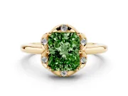Radiant Cut Petal Halo Engagement Ring Setting for a Fancy Green Lab-Grown Diamond | Yellow Gold