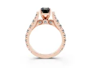 Emerald Cut Graduated Cathedral Engagement Ring Setting for a Black Center | Side Stones | Rose Gold