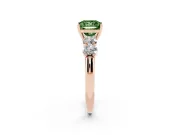 Princess Cut Five Stone Engagement Ring Setting for a Fancy Green Lab-Grown Diamond | Prong Set Side Stones | Rose Gold