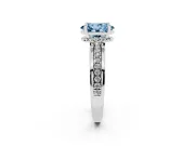 Oval Channel Set Engagement Ring Setting for a Fancy Blue Lab-Grown Diamond | Rope Collar | Platinum