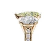 Pear-Shaped Vintage Three Stone Engagement Ring Setting for a Fancy Yellow Lab-Grown Diamond | Yellow Gold