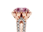 Asscher Cut Floral Halo Engagement Ring Setting for a Fancy Pink Lab-Grown Diamond | Pavé Split Shank | Rose Gold