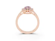 Fancy Pink Marquise Cut Diamond Halo Ring Set in Rose gold with Round Halo and Smooth Solitaire Band