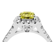 Emerald Cut Accented Halo Engagement Ring Setting for a Fancy Yellow Lab-Grown Diamond | Platinum