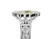 Oval Halo Engagement Ring Setting for a Fancy Yellow Lab-Grown Diamond | Side Clusters | White Gold