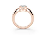 Emerald Cut Diamond Halo Engagement Ring Set in Rose gold with Plain Split Shank and Prong Setting