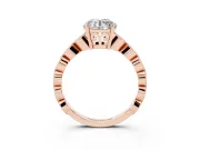 Round Cut Diamond Solitaire Ring Set in Rose gold with Infinity Twist Pavé Band