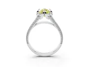 Fancy Yellow Marquise Cut Diamond Pavé Split Shank Solitaire Ring Set in Silver with Prong Setting