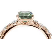 Emerald Cut Graduated Solitaire Engagement Ring Setting for a Fancy Green Lab-Grown Diamond | Rose Gold