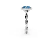 Radiant Cut Twist Halo Engagement Ring Setting for a Fancy Blue Lab-Grown Diamond | Platinum