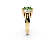 Oval Channel-Set Three Stone Engagement Ring Setting for a Fancy Green Lab-Grown Diamond | Wide Flat Band | Yellow Gold