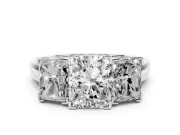 Radiant Cut Three Stone Engagement Ring Setting | Large Side Stones | Platinum
