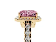 Radiant Cut Accented Halo Engagement Ring Setting for a Fancy Pink Lab-Grown Diamond | Yellow Gold