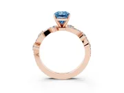 Fancy Blue Radiant Cut Diamond Solitaire Twisted Band Set in Rose gold with Pavé Setting
