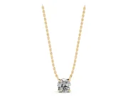 Round Lab-Grown Diamond Solitaire Pendant Necklace | Basket Setting | Yellow Gold