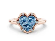 Heart-Shaped Petal Halo Engagement Ring Setting for a Fancy Blue Lab-Grown Diamond | Rose Gold