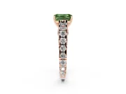 Emerald Cut Graduated Cathedral Engagement Ring Setting for a Fancy Green Lab-Grown Diamond | Side Stones | Rose Gold