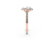 Heart-Shaped Raised Halo Engagement Ring Setting | Pave Band | Rose Gold
