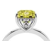 Princess Cut Hidden Halo Engagement Ring Setting for a Fancy Yellow Lab-Grown Diamond | Thin Band | Sterling Silver
