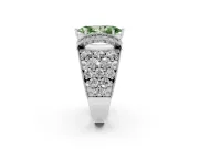 Marquise Vintage Pave Engagement Ring Setting for a Fancy Green Lab-Grown Diamond | Milgrain Edges | White Gold