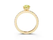 Fancy Yellow Pear Cut Diamond Pavé Band Solitaire Set in Yellow gold with Prong Setting