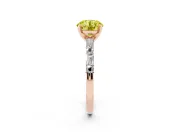 Round Baguette Side Stone Engagement Ring Setting for a Fancy Yellow Lab-Grown Diamond | Rose Gold