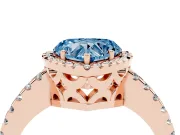 Heart-Shaped Pave Halo Engagement Ring Setting for a Fancy Blue Lab-Grown Diamond | Rose Gold