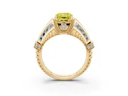 Radiant Cut Vintage Milgrain Engagement Ring Setting for a Fancy Yellow Lab-Grown Diamond | Hidden Halo | Yellow Gold